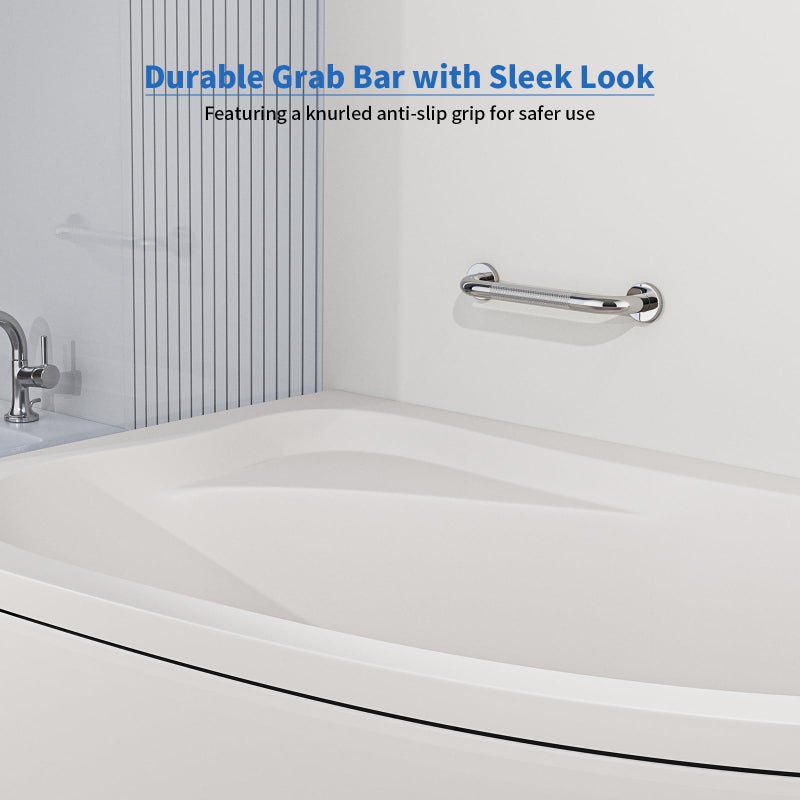 ZUEXT 12 Inch Stainless Steel Chrome Shower Grab Bar, ZUEXT Bathroom Balance Bar, Safety Hand Rail Support, Handicap Elderly Injury Senior Bath Assist Handle - Image 4
